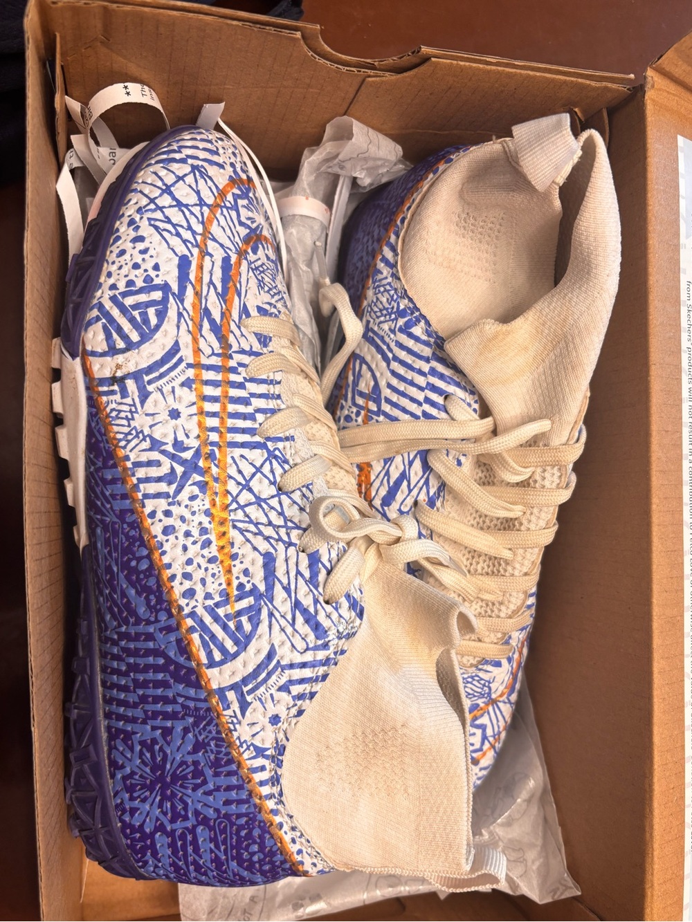 Blue and Cream indoor soccer cleats